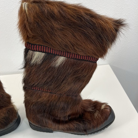 60's 70's GOAT FUR APRES SKI BOOTS Jean-Claude Killy By Wolverine Made In France - Picture 11 of 16